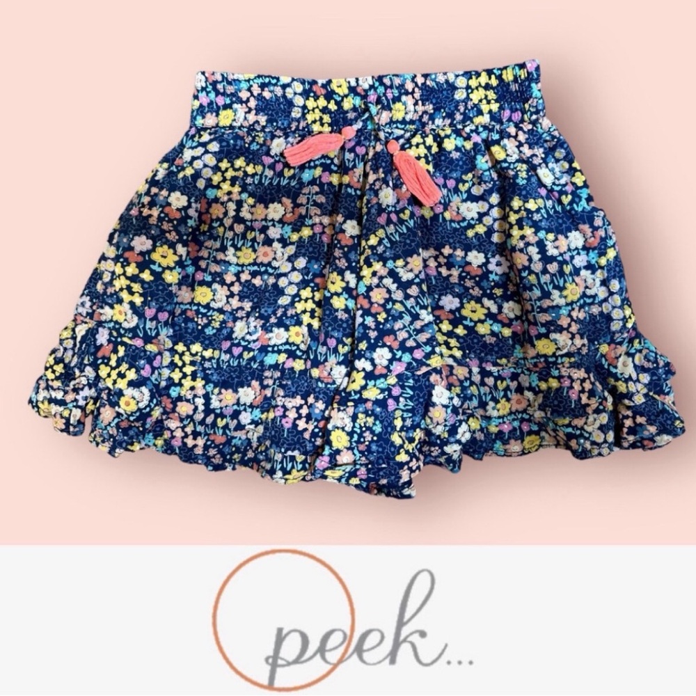 Peek Navy Floral Ruffle Skort with Pink Tassels, Size 6-7, MSRP‎ $48